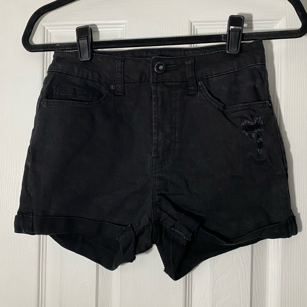 Highway Jeans Distressed Denim Shorts in Black